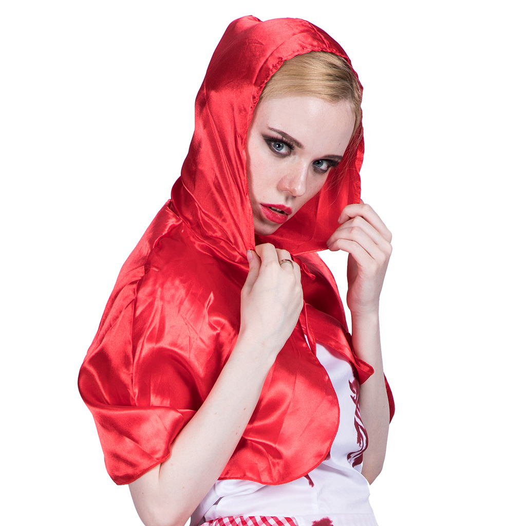 F1858 Fairytale Red Cape Riding Hoody Cosplay Women Halloween Costume